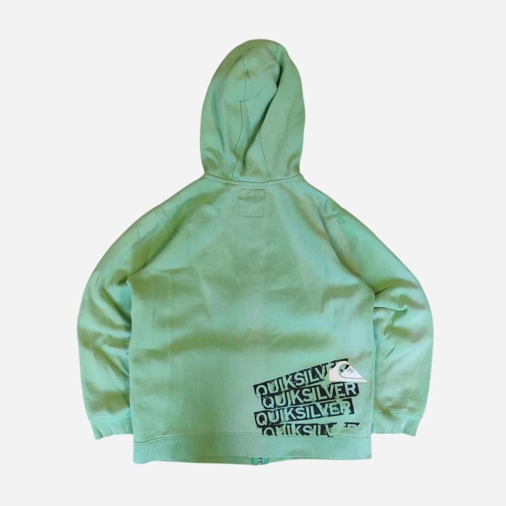 Y2K Quiksilver green zip up hoodie with front and back details - Picture 2 of 8